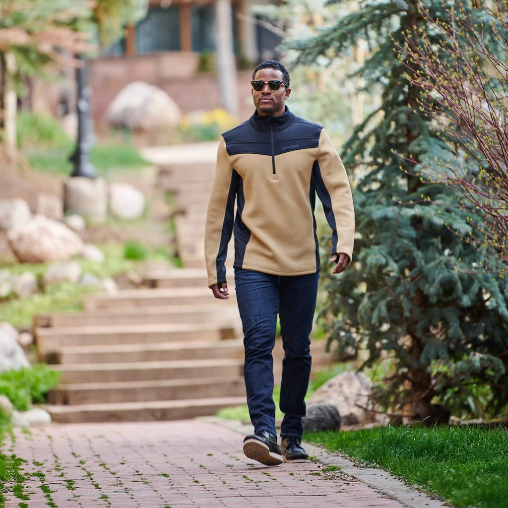 Spyder Mens Encore Half Zip - Black Tannin