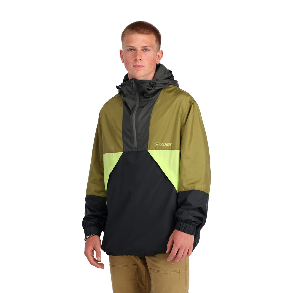 Spyder Mens Belford Windbreaker - Dark Olive Green Black - Image 2